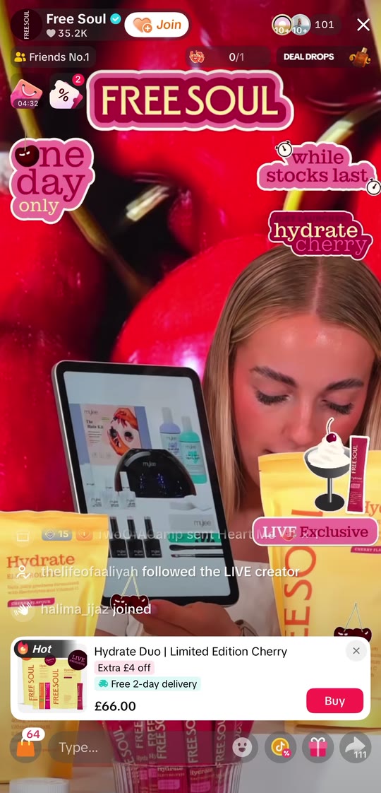 Frame from a Free Soul daily TikTok LIVE broadcast